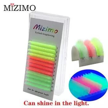 Смешанная, меняющая цвет, светящаяся, желто-розово-зеленого цвета одиночная привитая накладная ресница 8-15 мм, c/d, 0,07 мм, натуральный, легкий и пролонгированный макияж глаз 0.07mm--C--8mm