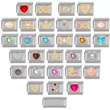 Смешанная серия 9 мм Diy итальянский браслет из нержавеющей стали с кристаллами в форме сердца