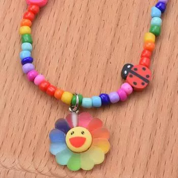 Смешанное и подобранное ожерелье в виде смайлика в стиле бохо-отпуска, простое ожерелье на ключицу из цветных рисовых бусин