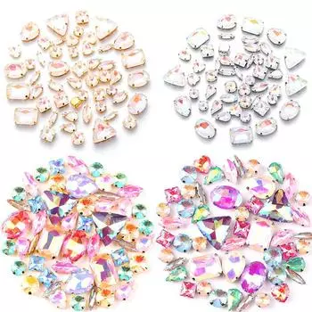 Смешанное стекло Mocha AB Claw Drill Mocha Fluorescent Crystal Buckle Аксессуары для одежды Швейная дрель DIY Ювелирные аксессуары Стразы Пришивные бусины 50 pcs