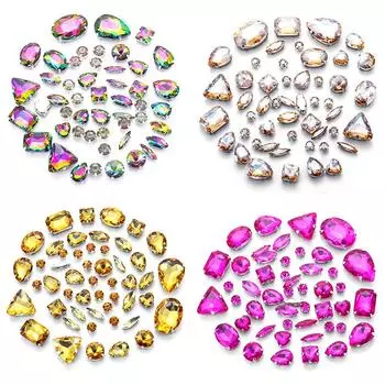Смешанные 50 стразов, одинарная стеклянная ручная швейная дрель, дрель-когт, своими руками, свадебное украшение, одежда, хрустальная пряжка, стразы, пришивные бусины 50 pcs