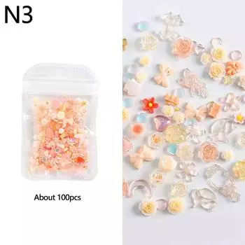 Смешанные аксессуары для ногтей Ледяной прозрачный тонкий сверкающий цветок бабочка Аврора матовый двухцветный смола универсальные аксессуары для ногтей