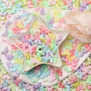 Смешанные цвета, аксессуары ручной работы, ожерелье, модные бусины-бабочки, 80/100 шт., цветы, браслет, материалы для самостоятельного изготовления, любовь, цвет макарон Love heart beads 100pcs