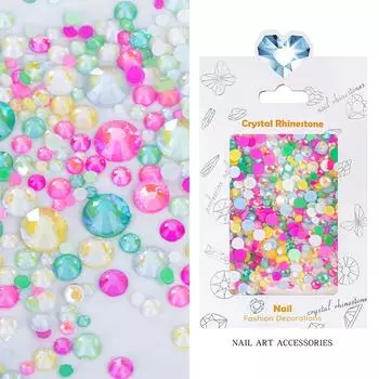 Смешанные цвета мокко стразы разных размеров цветные алмазные сверла с плоским дном маленькие круглые алмазные стеклянные наклейки для ногтей сверла