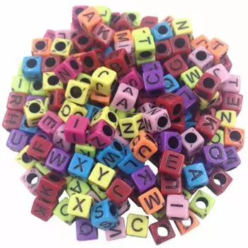 Смешанные цвета плоские бусины акриловые квадратные бусины буквы изготовление украшений 100 шт DIY для аксессуаров 7