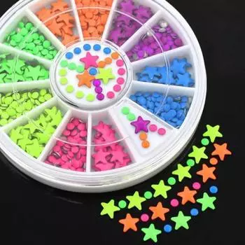 Смешанные цвета с плоской задней звездой и полукруглыми кончиками для дизайна ногтей «сделай сам», колесо для украшения ногтей