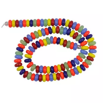 Смешанные гладкие винтажные чешские непрозрачные нефритовые стеклянные бусины-рондели диаметром 8 мм, длина 16 дюймов. разноцветный