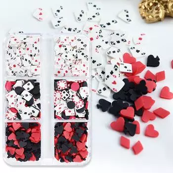 Смешанные пики, игральные карты, подвески для ногтей, чешуйки, кусочки полимерной глины, сделай сам, аксессуары для дизайна ногтей, украшения, корейские модные товары