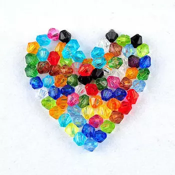 Смешанные/прозрачные акриловые разделительные биконусные свободные бусины для самостоятельного изготовления ожерелья, браслета, ювелирных изделий 500pcs