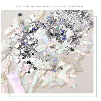 Смешанные ракушки для дизайна ногтей Блестящие хлопья для ногтей Неправильные 3D-лоскутки для ногтей Ракушки для дизайна ногтей Кусочки блесток для ногтей 6