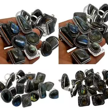 Смешанный лот натурального лабрадорита кольцо, лабрадорит кольцо, смешанная форма кольцо, лабрадорит кольцо, кольцо лот, оптовая партия смешанного кольца, размер США 6-10 free Size синий