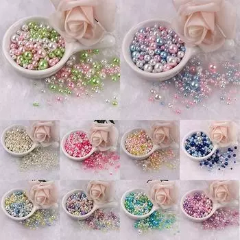 Смешанный размер искусственный жемчуг DIY изготовление ювелирных изделий бусины с отверстием цветные жемчужины 3-8mm