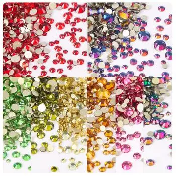 Смешанный размер сверла для ногтей с золотым дном, круглое сверло со стразами и плоским дном для самостоятельного нейл-арта, чехол для мобильного телефона, ювелирное украшение, сверло с алмазными наклейками, белое сверло