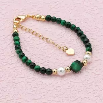 Смешанный зеленый тигровый глаз камень жемчуг браслеты-нити позолоченные богемные браслеты из бисера ручной работы женские модные украшения