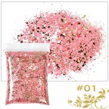 Смешанный золотой пастельный массивный блестящий голографический шестигранник красочные ногти порошок с блестками гель-лак для ногтей эпоксидная смола аксессуары «сделай сам» 50 г