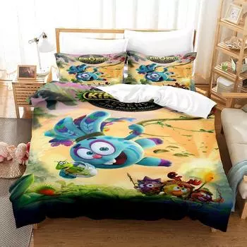 Комплект постельного белья Смешарики, односпальная кровать, двуспальная кровать размера «king-size», комплект постельного белья для взрослых и детей, комплект простыней с 3D-принтом в стиле аниме EU Twin 135x200cm