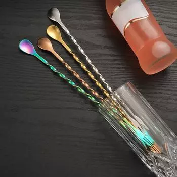 Смешивание ложки с вилкой Легко чистить Портативный полезный спиральный дизайн Whisky Stirrer Кухня Гаджет S золотистый