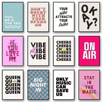 Смешная цитата Искусство Розовый постер Girl Power Love Цитата Холст Плакаты и принты Печать настенной живописи Картина для декора гостиной 21cm30cm NoFrame