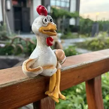 Смешная фигурка петуха, креативная смоляная скульптура животного для двора, куриная скульптура, украшение для дома One Size белый