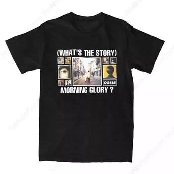 Смешная футболка O-Oasis Rock Band для мужчин, хлопковая футболка с круглым вырезом, классическая футболка Y2K с коротким рукавом, летняя одежда для повседневного ношения S чёрный