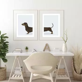 Смешная картинка животное шоколад такса собака постер креативный туалет настенное искусство живопись Wiener Print Pet Shop WC Decor 21x30cm No Framed