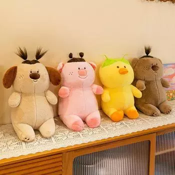Смешная кукольная прическа свинья плюшевая игрушка щенок кукла подушка уродливая утка собака медведь сердитый поросенок крутая кукла 40cm 0.5kg
