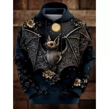 Смешная летучая мышь мужская мода 3D принт толстовка с капюшоном Хэллоуин толстовки черный капюшон карман 3D принт осень зима дизайнерская толстовка с капюшоном свитшот S