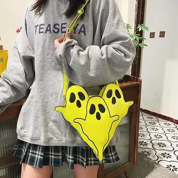 Смешная маленькая сумка, новый модный дизайн 2024 года, сумка-призрак, уродливая, милая, женская, хип-хоп, сумка-мессенджер белый