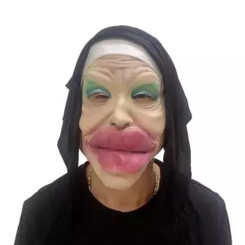 Смешная маска монахини с большим ртом из латекса One Size розовый