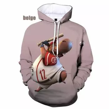 Смешная милая толстовка с капюшоном в виде бегемота с 3D-принтом для мужчин/женщин y2k повседневная модная толстовка детская пуловер с капюшоном рубашка свободного покроя унисекс одежда S