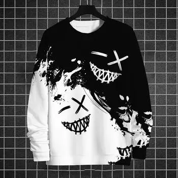 Смешная мужская толстовка с длинным рукавом с графическим принтом Футболки с принтом Осенние повседневные свободные толстовки с круглым вырезом Мужская одежда больших размеров Топы S