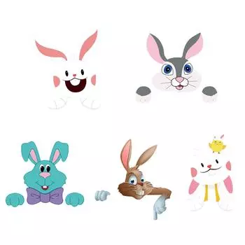 Смешная настенная статуя животного, милый подглядывающий кролик, поделки для двора на открытом воздухе A