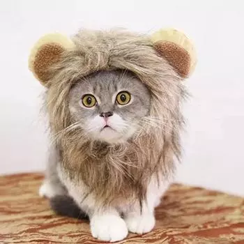 Смешная одежда для домашних животных, милый парик для кошки, костюм с гривой льва, кепка для кошки, собаки, шляпа, нарядная одежда, парик с ушками, товары для домашних животных на вечеринку Neck Girth 28CM львиный
