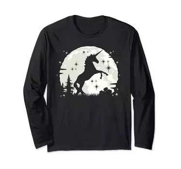 Смешная одежда с единорогом Одежда с единорогом Милая футболка с длинным рукавом и единорогом