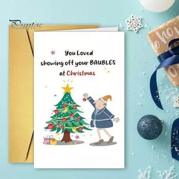 Смешная рождественская открытка для него, ее юмористический мультяшный узор, рождественская поздравительная открытка, складная поздравительная открытка с конвертом для друга семьи F