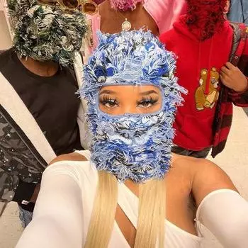 Смешная шапка-капюшон для мужчин и женщин, персонализированная вязаная камуфляжная шапка-дреды из шерсти, новинка 2024 года для взрослых About 56-59cm