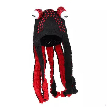 Смешная шапка вязаная декоративная милая новинка костюм животного головной убор для женщин мужчин карнавал Black Red