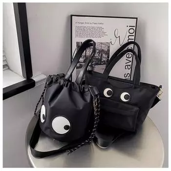 Смешная сумка через плечо, повседневная сумка, студенческая женская сумка через плечо S чёрный