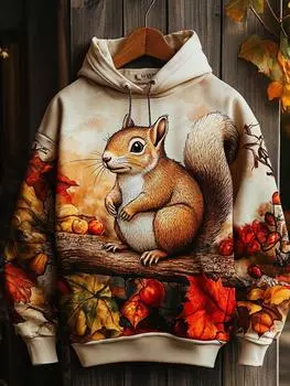 Смешная толстовка с капюшоном с принтом «Цыпленок, белка, лошадь, кролик» с 3D-принтом для мужчин и женщин, модные толстовки большого размера для женщин, уличное пальто, толстовка с изображением животных M