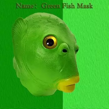Смешная зеленая рыба голова полнолицевая маска головной убор Хэллоуин животное латексная маска танцевальная вечеринка косплей зеленая рыба маска