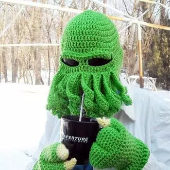 Смешная зимняя теплая шапка с усами осьминога для косплея