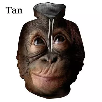 Смешной орангутанг/обезьяна 3D принтованный животный худи модный уличный свитер с длинным рукавом уличный стиль топы 4XL
