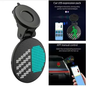 Смешной светодиодный дисплей эмоций на заднем стекле автомобиля, интеллектуальное управление через приложение, Bluetooth 5.0, отображение выражений лица, RGB светодиодная лампа, автоаксессуары
