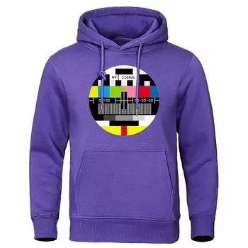 Смешной свитшот с логотипом No Signal, модная повседневная винтажная свободная толстовка с капюшоном, корейская флисовая одежда S