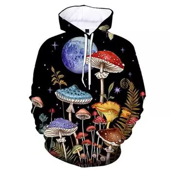 Смешной узор гриба 3D принт толстовка с капюшоном для мужчин и женщин уличная одежда толстовки свободные свитера с капюшоном толстовки топы одежда S