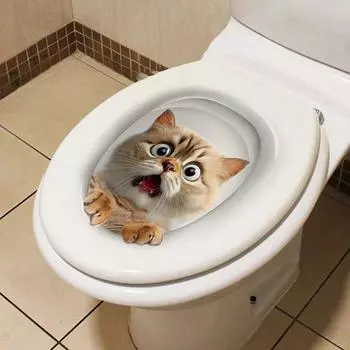 Смешные 3D наклейки для унитаза с изображением кошек, самоклеящиеся водостойкие наклейки на стену, наклейки на сиденье унитаза с изображением белки