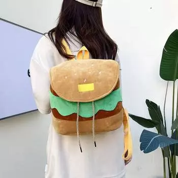 Забавный детский рюкзак с рисунком очаровательного гамбургера, кошелек L