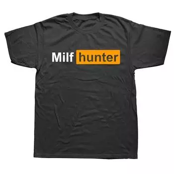 Смешные футболки MILF Hunter, летняя юмористическая шутка для взрослых мужчин, которые любят MILF, уличная одежда, подарки на день рождения, футболка, мужская одежда S