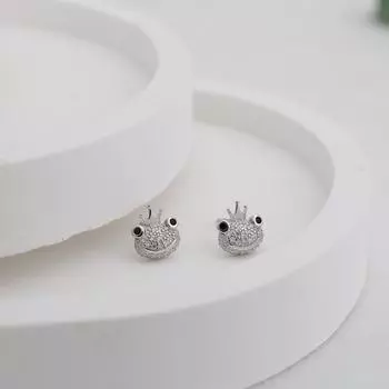 Смешные и милые серьги-лягушки с бриллиантовой короной для женщин, новые трендовые модные креативные персонализированные серьги в виде животных
