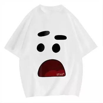 Смешные модные 3D-мультяшные смайлики с принтом для мужчин, летние футболки Harajuku, повседневные свободные футболки с круглым вырезом и короткими рукавами для женщин S бежевый